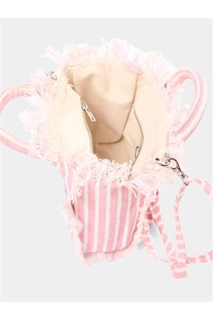 Borsa Vanity Mini in lino rosa con motivo a righe SAINT BARTH KIDS | VAMI00800397L